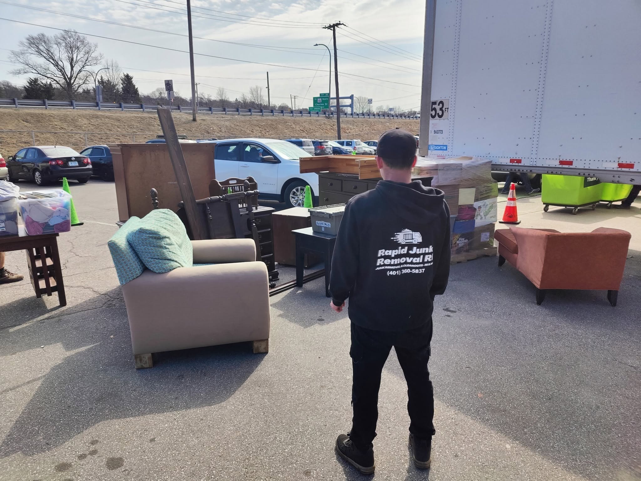 Residential junk removal completed by our local crew in Rhode Island.